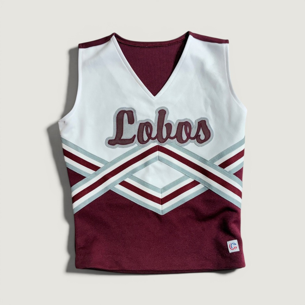 Lobos Cheer Shell Women Size 34-19 White V-Neck Uniform costume